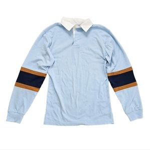 Men Sweater Long Sleeve Shirt Light Blue Sz XS Polo Neckline Stretchy Sweatshirt